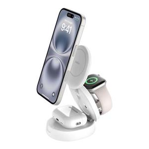 Belkin BOOST CHARGE Qi2 15W 3v1 Magnetická skládací nabíječka pro iPhone/Apple Watch/AirPods, bílá