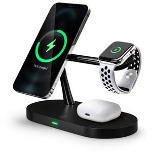 CONNECT IT MultiCharge 5 v 1 MagSafe Wireless Fast Charge bezdrátová nabíječka, ČERNÁ