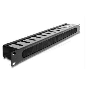 Delock 19” panel pro správu kabelů, s kartáčem a 2 otvory, 1U, černý