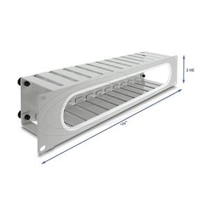 Delock 19” Routing panel k vedení kabelů, s otvorem a ochranou okraje, 2U, šedý