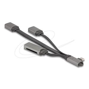 Delock 2portový USB hub včetně čtečky karet SD a Micro SD s konektorem USB Type-C