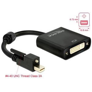 Delock Adaptér mini Displayport 1.2 samec se šroubky > DVI samice 4K aktivní černý