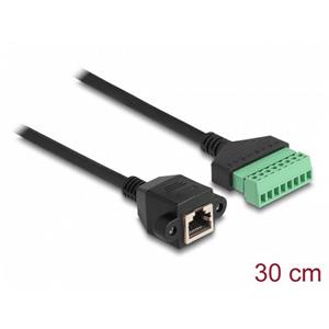 Delock Adaptér ze zásuvky kabelu RJ45 Cat.6 na svorkovnici, pro vestavbu, 30 cm, dvoudílný