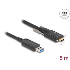 Delock Aktivní optický kabel USB 10 Gbps-A samec na USB Type-C™ samec se šrouby po stranách 5 m