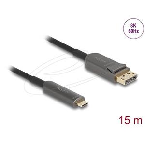 Delock Aktivní optický kabel USB Type-C™ na DisplayPort 8K, 60 Hz, 40 Gbps, 15 m, černý