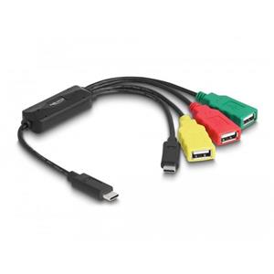 Delock Čtyřportový kabelový Hub USB 2.0 s rozhraním USB Type-C na 3 x USB-A samice + 1 x USB-C samec