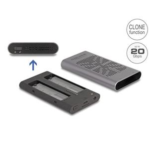 Delock Externí USB 20 Gbps pouzdro pro 2 x SSD M.2 NVMe PCIe se zásuvkovým konektorem USB Type-C a funkcí klonování