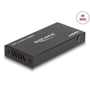 Delock HDMI Splitter 1 x vstupní HDMI na 2 x výstupní HDMI 4K 60 Hz, se zařízením na snížení měřítka