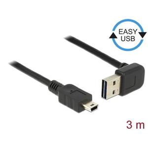 Delock Kabel EASY-USB 2.0 Typ-A samec pravoúhlý nahoru / dolů > USB 2.0 Typ Mini-B samec 3 m