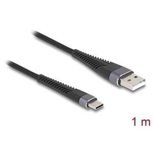 Delock Kabel USB 2.0 ze zástrčky USB Typ-A na zástrčku USB Type-C, s prodlouženou ochranou proti ohybu, 1 m