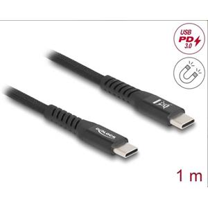 Delock Kabel USB 2.0 ze zástrčky USB Type-C™ na zástrčku, s magnetickým textilním pláštěm, PD 3.0, 60 W, 1 m