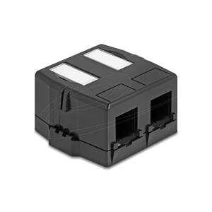 Delock Krabice Keystone k povrchové montáži, 2 port s magnetickým spodkem, černá