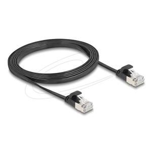 Delock Plochý patch kabel RJ45 zástrčka na zástrčku Cat.6A U/FTP 1,5 m, černý