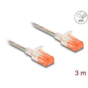 Delock Síťový kabel RJ45, Cat.6A, U/UTP, tenký, 3 m, transparentní