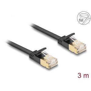Delock Síťový kabel RJ45 Cat.6A, ze zástrčky na zástrčku, s robustní západkou a hrubým plochým kabelem Cat.7, U/FTP, 3 m