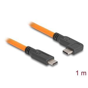 Delock USB 5 Gbps kabel, ze zástrčky USB Type-C™ na zástrčku USB Type-C™, pravoúhlý, 90°, k focení s tetheringem, 1 m, oranžový