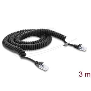 Delock Vinutý kabel rozhraní RJ50, ze zástrčky na zástrčku, 3 m, černý