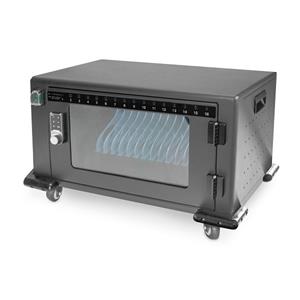 DIGITUS Nabíjecí vozík pro tablety 16 nabíjecích základen pro až 14" zařízení, el. zámek, černý 384 x 550 x 375 mm