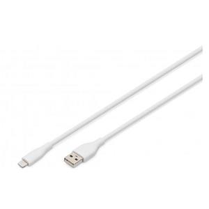 Digitus USB Silicone charging cable, USB-A - Lightning 0,5m, USB 2.0, 12W, white