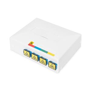 DIGITUS Zásuvka FTTH, s povrchem adaptéru 4x SC (PC) SX a montáží na lištu DIN