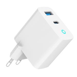 GEMBIRD 2-portová 30W GaN USB rychlonabíječka, LED, bílá