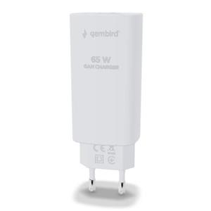 GEMBIRD, Nabíječka USB, 1x USB + 1x USB-C port PD, 65W, černá
