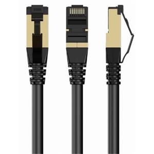 GEMBIRD PP8-LSZHCU-BK-1M – S/FTP Cat. 8 patch kabel s LSZH pláštěm, černý, 1 m