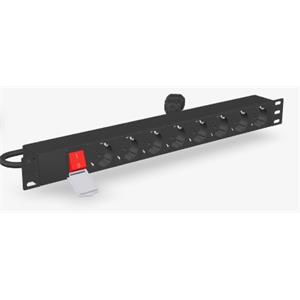 GEMBIRD rozvodná jednotka PDU s 8 zásuvkami Schuko, výška 1U, 10 A, zástrčka C14, kabel 3 m