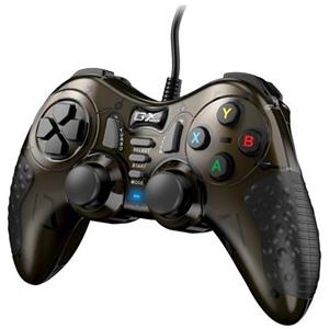 Genius GX Gaming GX-19UV, Gamepad, drátový, vibrační, pro PC, PS3 a PS4, USB, černo-hnědý