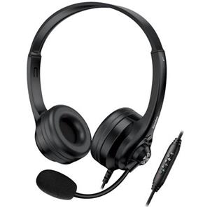 Genius HS-235U AI, Headset, drátový, náhlavní, mikrofon, Copilot, ovládání hlasitosti, kabel 2,4m, USB-C, USB, černý