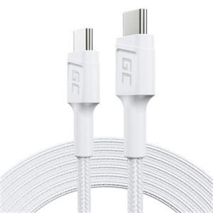 Green Cell PowerStream Cable White USB-C Type C 2m with fast charging Power Delivery 60W, Ultra Charge, Quick Charge 3.0