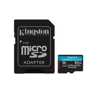 KINGSTON 64GB microSDXC Canvas Go Plus Gen4 200MB/s A2 U3 V30 Card + Adapter