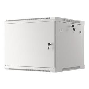 LANBERG Nástěnná jednodílná skříň 19", 9U/600x600 FOR SELF-ASSEMBLY plechové dveře šedá (RAL7035) (v rozloženém stavu)