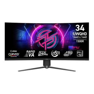 MSI Gaming monitor MPG 346CQRF X24, 34" Rapid VA zakřivený/3440x1440 (UWQHD)/240Hz/0,5ms/2xHDMI/DP/USB-A,B,C/Výšk.nastav
