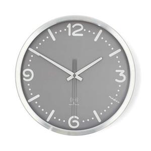 Nedis CLWA7226SS - Nástěnné hodiny | Průměr: 300 mm | Hliník | Rádiem řízený čas | Tichý pohyb | Kov / Šedá