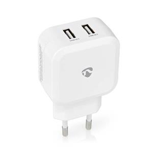 Nedis WCHAU484AWT - Síťová Nabíječka | 24 W | Funkce rychlého nabíjení | 2x 2.4 A | 2 výstupy | 2x USB-A | Bílá