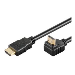 PremiumCord HDMI High Speed+Ethernet kabel, zlacený zahnutý konektor 90° 3m