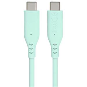 PremiumCord Silikonový kabel s konektory USB-C 60W 480Mbps tyrkysový extra měkký 1,5m