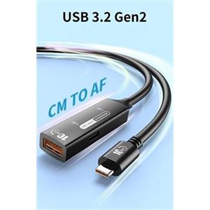 PremiumCord USB 3.2 Gen 2 repeater a prodlužovací kabel C-Male-A-Female, 10Gbps Aluminium 10m
