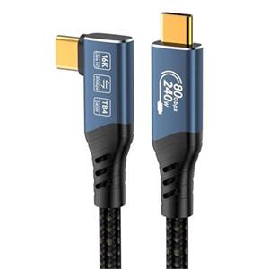 PremiumCord USB4™ Version2.0 80Gbps 16K@60Hz 240W Thunderbolt 3 a 4 kabel zahnutý 1,5m